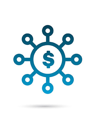 Circle with dollar sign and outside circles 