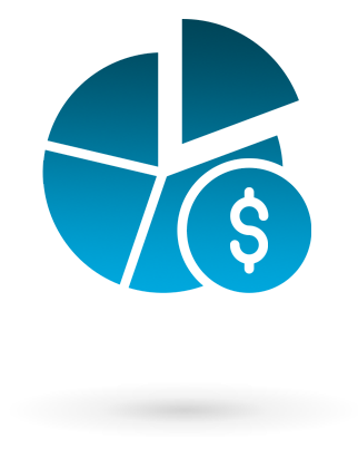 icon of pie chart and dollar sign