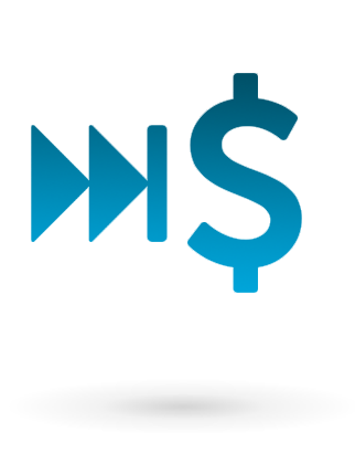 icon of dollar sign and fast forward symbol