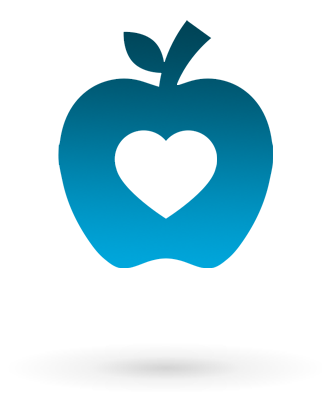 icon of apple with heart in middle