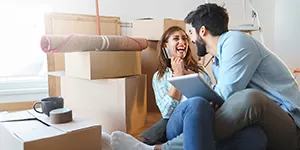 Couple wtih boxes