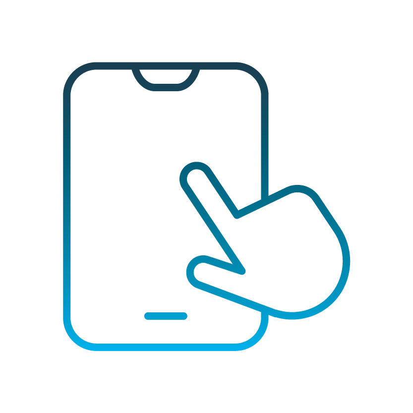 icon of finger pointing to mobile phone