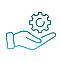 Hand holding gear symbol